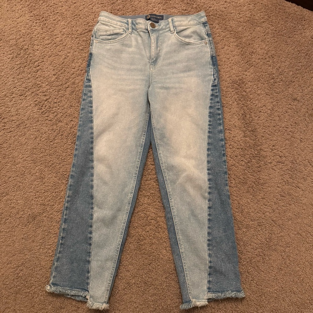 Democracy Light and Dark Blue Straight Leg Jeans